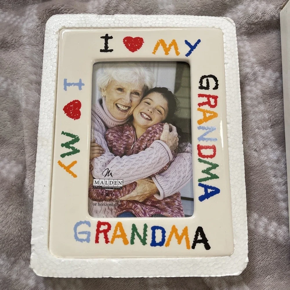 Grandma Picture Frame‎ 4x6 VTG 90s Ceramic I Love My Grandma Table Top Retro